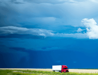 Truck driving on road