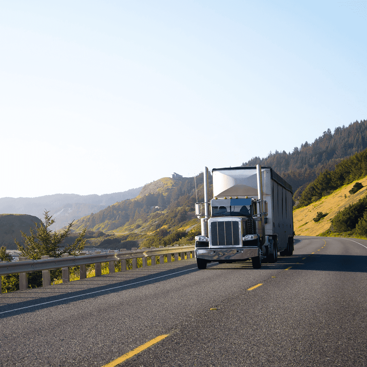 Truck driving toward camera