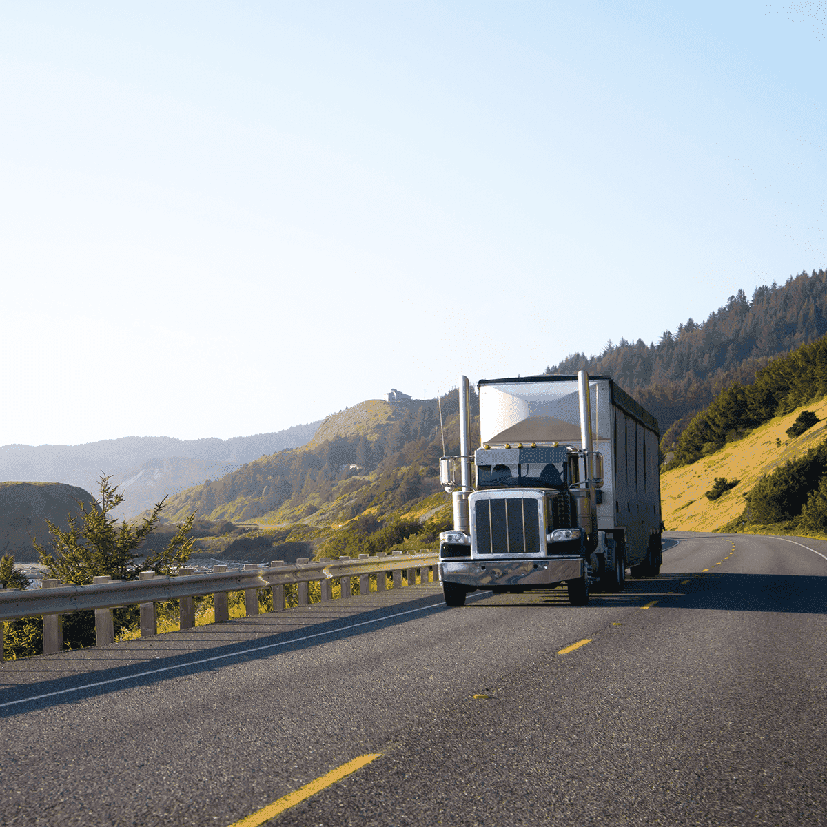 Truck driving toward camera